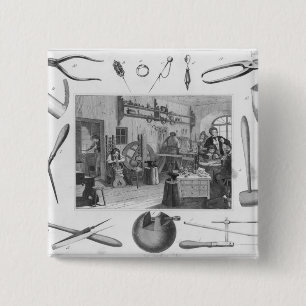 Werkstatt und Hauptwerkzeuge von Schmuck, 1810 Button