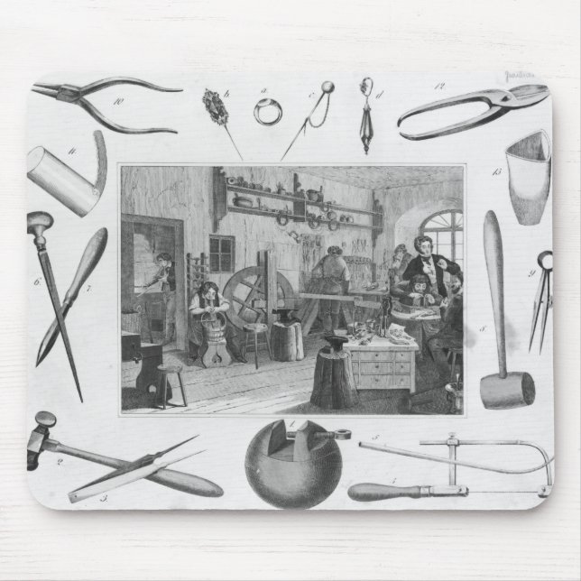 Werkstatt und Hauptwerkzeuge von Schmuck, 1810 Mousepad (Vorne)