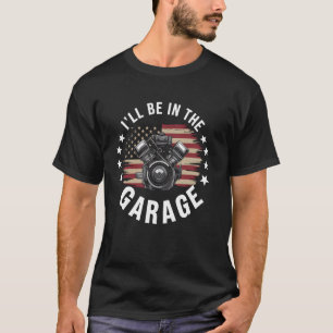 Werkstattmechaniker Amerikanische Flagge Motor Aut T-Shirt