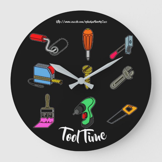 "Werkzeug-Zeit " Große Wanduhr (Vorderseite)