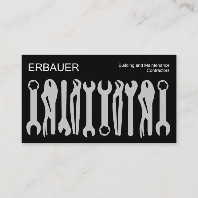 Werkzeuge des Handels - Grau auf Schwarz Visitenkarte (Vorderseite)
