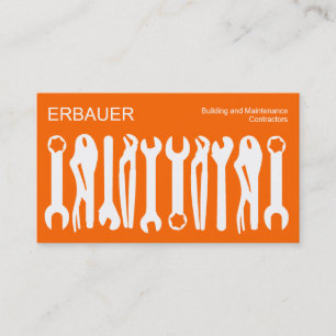 Werkzeuge des Handels - Weiß auf Orange Visitenkarte