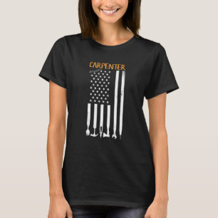 Werkzeuge des Zimmermannes US-amerikanische Flagge T-Shirt