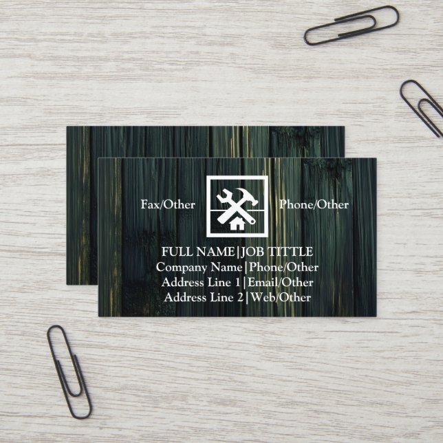Werkzeuge für beruflich-Builder-Tischlerwerkzeuge Visitenkarte (Vorderseite/Rückseite Beispiel)