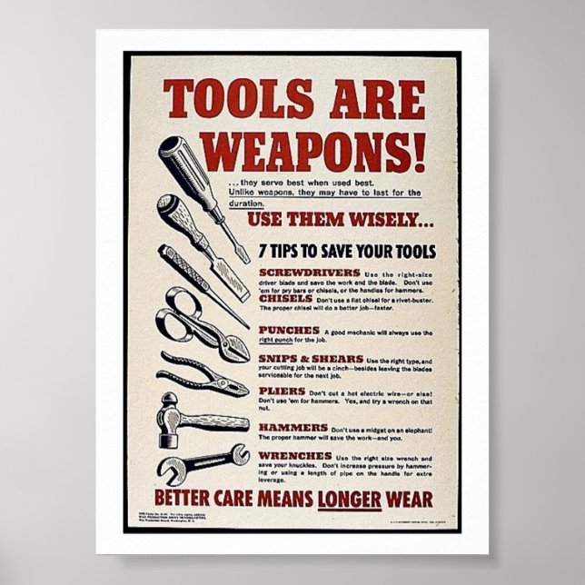 Werkzeuge sind Waffen! Poster (Vorne)