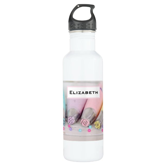 Werkzeuge zur Dekorierung von pastelfarbenem Kuche Edelstahlflasche (Vorderseite)