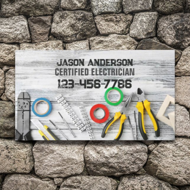 Werkzeugen für Baureparatur, Elektro Visitenkarte (Construction Repair Contractor Tools Electrician Business Card)