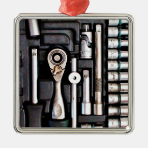 Werkzeugkasten für die industrielle Printwerbung Silbernes Ornament