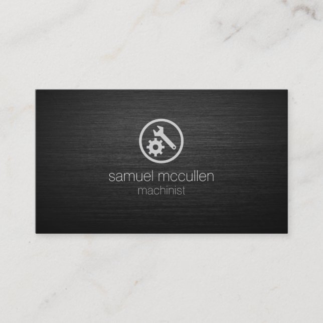 Werkzeugspinistin Wrench Icon gebürstete Metallfäh Visitenkarte (Vorderseite)