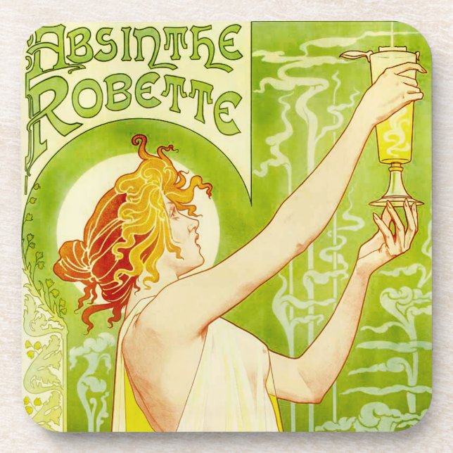 Wermut Alphonse Mucha Robette Untersetzer (Vorderseite)