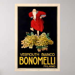 Wermut Bianco Bonomelli Milano Jahrgang Poster