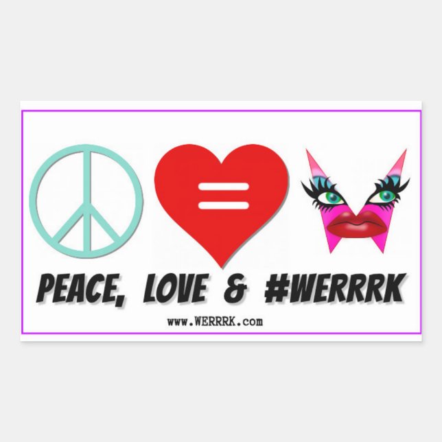 WERRRK.com Peace, Liebe & #WERRRK Sticker (Vorderseite)