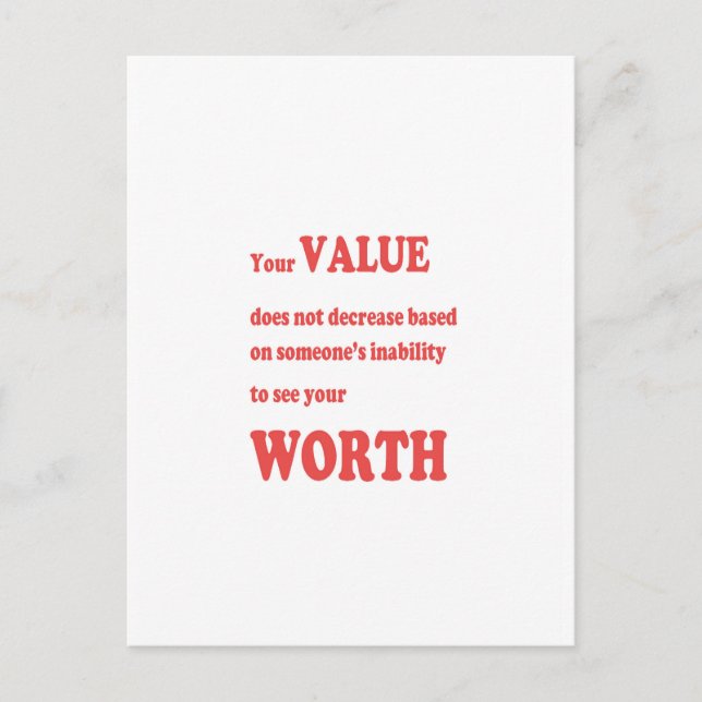 WERT WERT Weisheit Motivation spiritueller Führer Postkarte (Vorderseite)