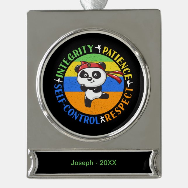 Werte für Kampfkunst - Boys Karate Mindset Banner-Ornament Silber (Vorderseite)