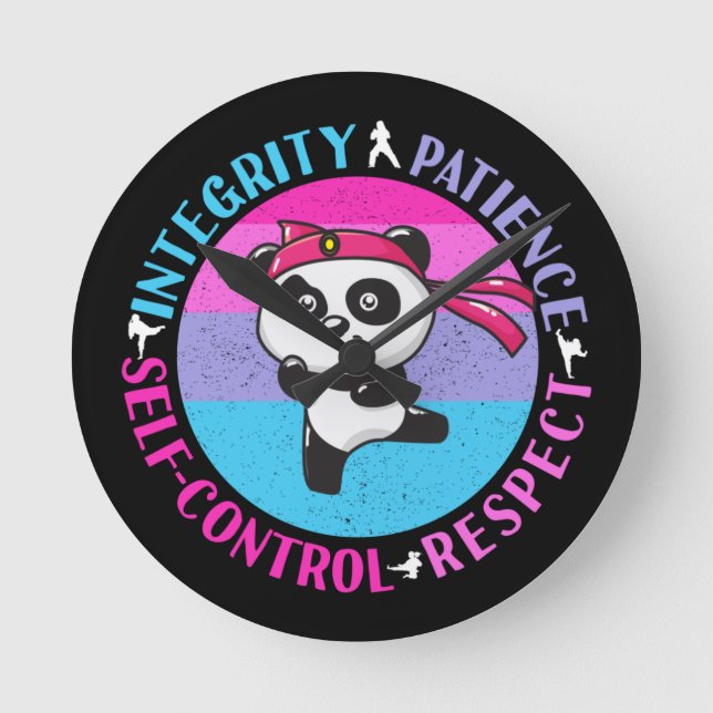 Werte für Kampfkunst - Girly Karate Mindset Runde Wanduhr (Vorderseite)