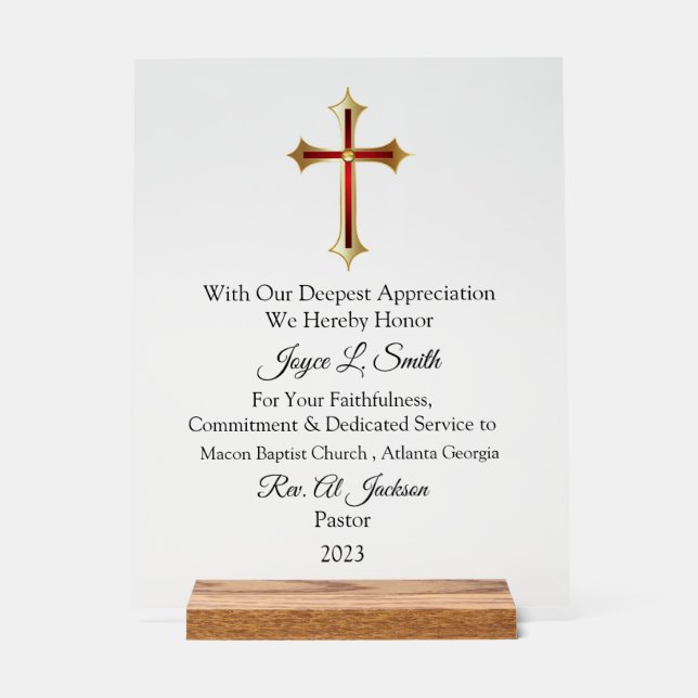 Wertschätzung der Kirche Acrylschild (Vorderseite)