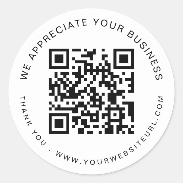 Wertschätzung Ihres QR-Codes für Unternehmen Danke Runder Aufkleber (Vorderseite)