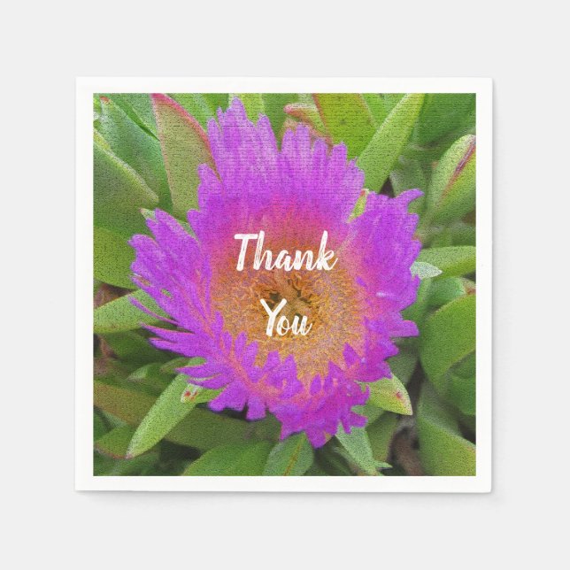 Wertschätzung Meal Bright Lila Blume Vielen Dank Serviette (Vorderseite)