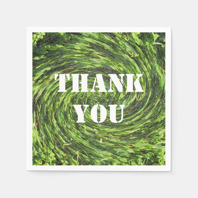 Wertschätzung Meal Green Swirl Abstrakt Danke Serviette (Vorderseite)