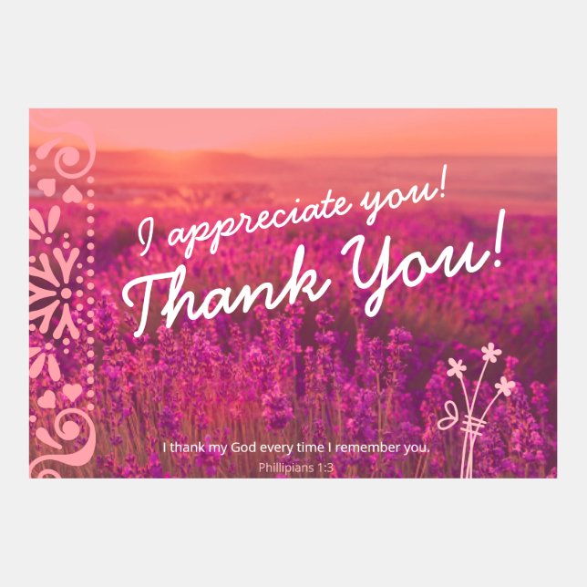 Wertschätzung und Dank mit Blume Field (Vorderseite)