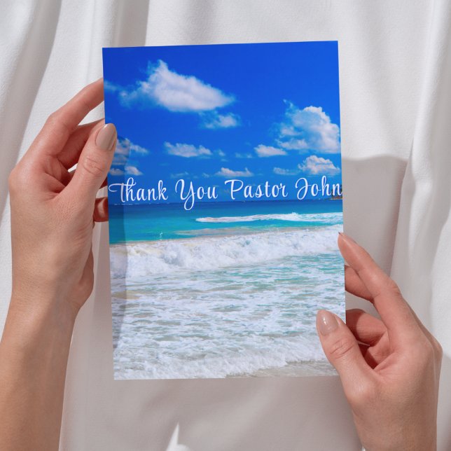 Wertschätzung von "Ocean Blue Waves" Dankeskarte (Ocean Blue Waves Pastor Appreciation Thank You Card
(front image/folded card))