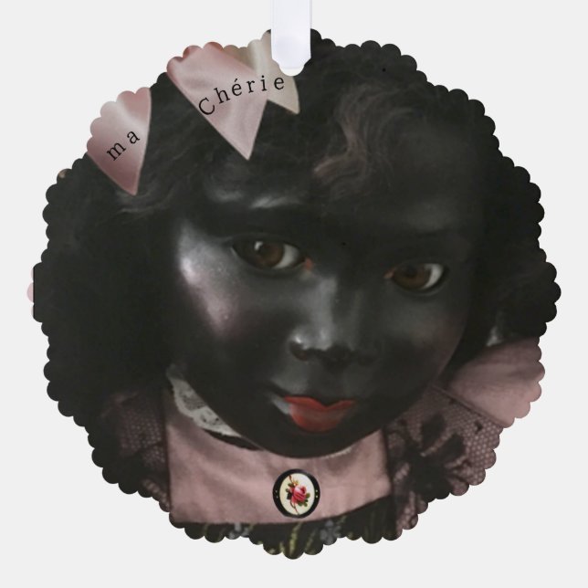 Wertvoll Black Doll Französisches Ornament Karte (Vorderseite)