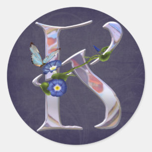 Wertvoll Butterfly Initial K Runder Aufkleber