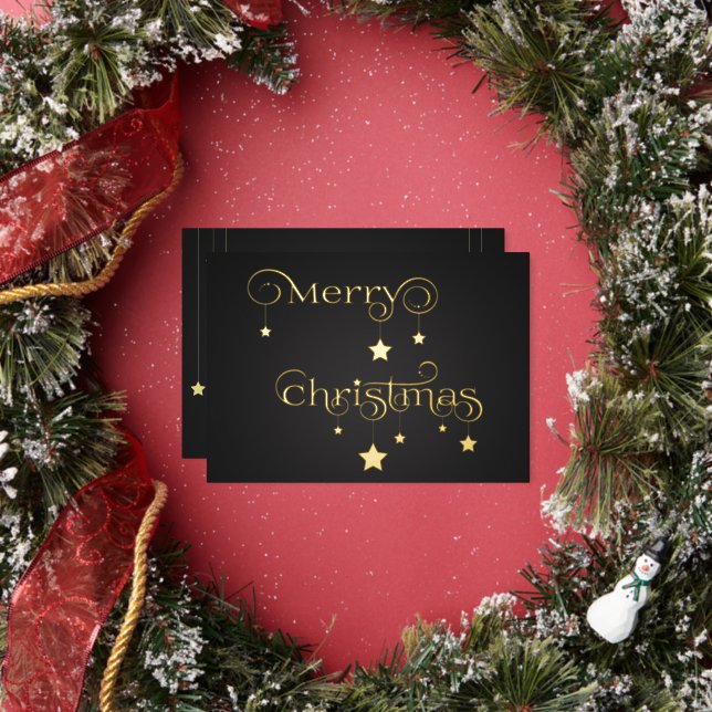 Wertvoll Gold Frohe Weihnachtsstars Folien Feiertagskarte (Insitu)