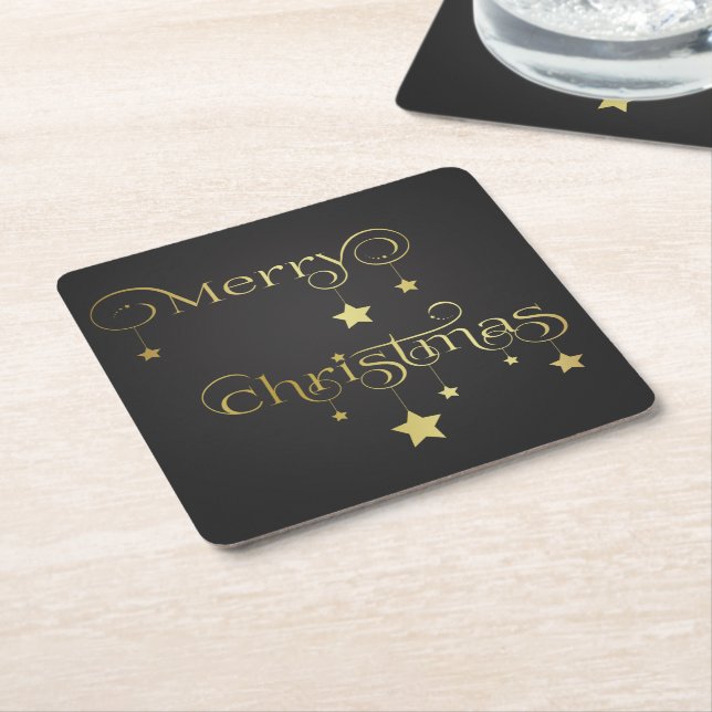 Wertvoll Gold Frohe Weihnachtsstars Rechteckiger Pappuntersetzer (angewinkelt)