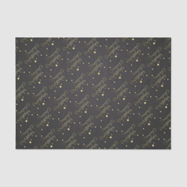 Wertvoll Gold Frohe Weihnachtsstars - Tissue Seidenpapier (Vorderseite)
