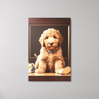 Wertvoll Goldendoodle Welpe mit Schuhputzfarbe Leinwanddruck