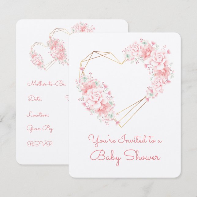 Wertvoll Hearts Baby Dusche Einladung (Vorne/Hinten)