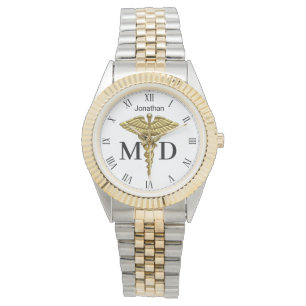 Wertvoll Medical Gold Caduceus Medical Doctor MD Armbanduhr