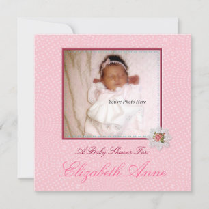Wertvoll Pink Girl Foto Babydusche Einladung
