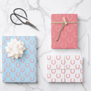 Wertvoll Pink Horseshoes Baby Shower Cowgirl Geschenkpapier Set