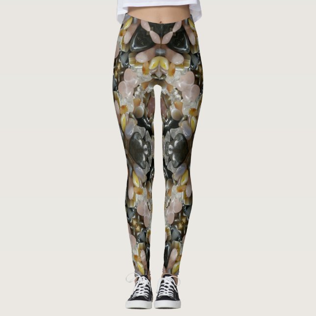 Wertvoll Stones and Crystals Mandala Fraktal Leggings (Vorderseite)
