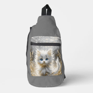 Wertvoll White Kitten Crossbody Bag