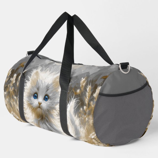 Wertvoll White Kitten Duffle Bag (Rechte Ecke)