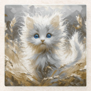 Wertvoll White Kitten Glasuntersetzer