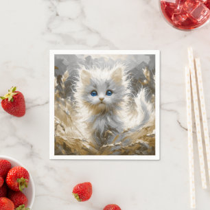 Wertvoll White Kitten Serviette