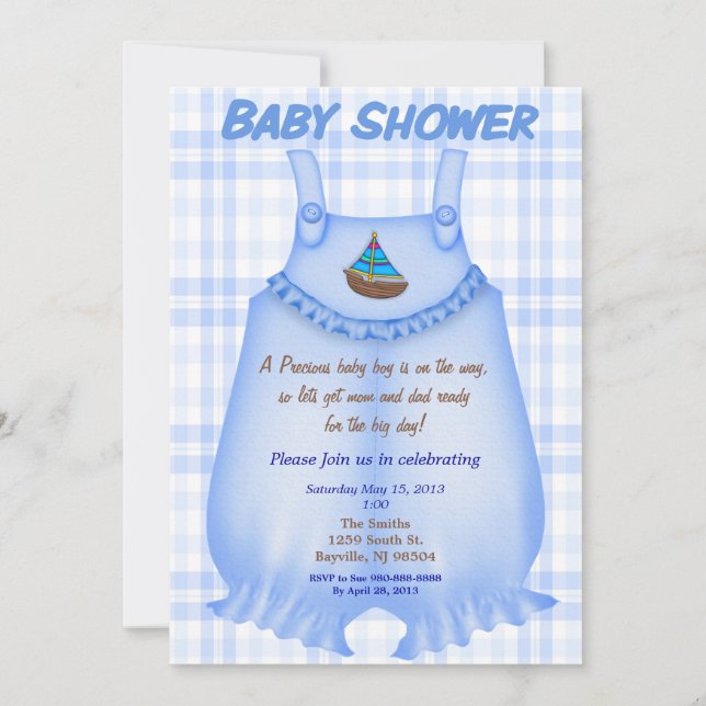 Wertvolle Babyboy Babydusche Einladung (Vorderseite)