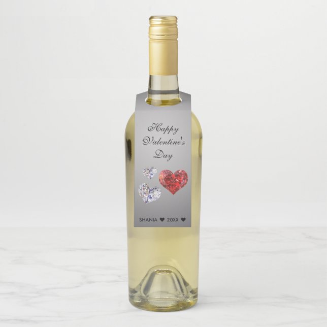 Wertvolle Elegant Diamond Hearts Flaschenanhänger (Auf Flasche)