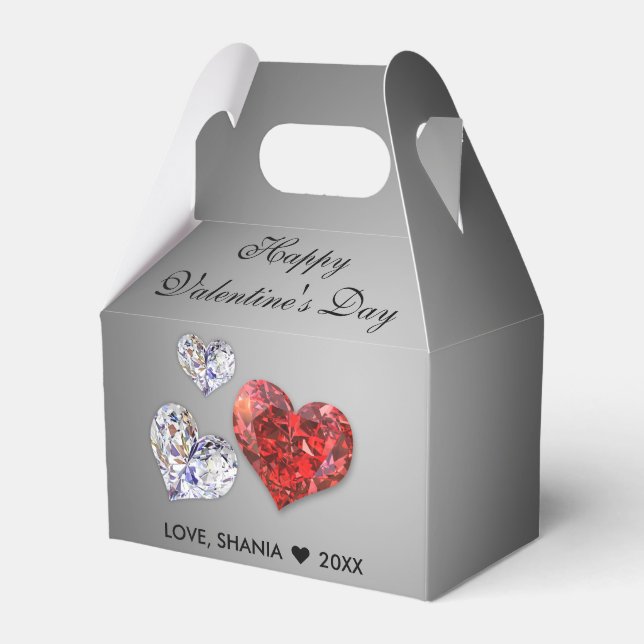 Wertvolle Elegant Diamond Hearts Geschenkschachtel (Vorderseite)