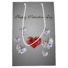 Wertvolle Elegant Diamond Hearts Mittlere Geschenktüte