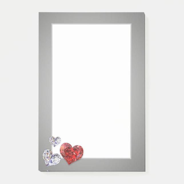 Wertvolle Elegant Diamond Hearts Post-it Klebezettel (Vorderseite)