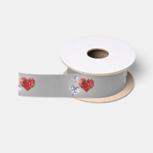 Wertvolle Elegant Diamond Hearts Satinband