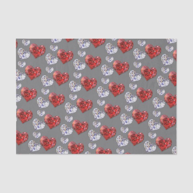Wertvolle Elegant Diamond Hearts Seidenpapier (Vorderseite)