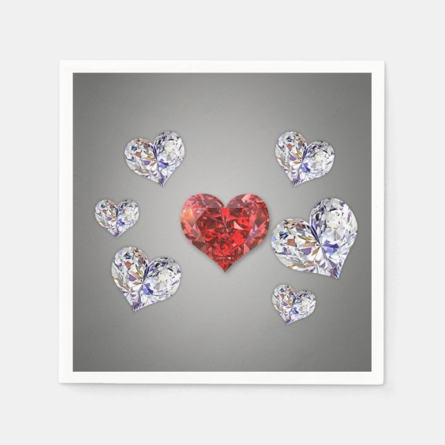 Wertvolle Elegant Diamond Hearts Serviette (Vorderseite)