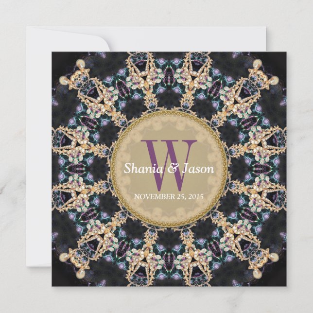 Wertvolle Gemis Monogram Wedding Einladung (Vorderseite)
