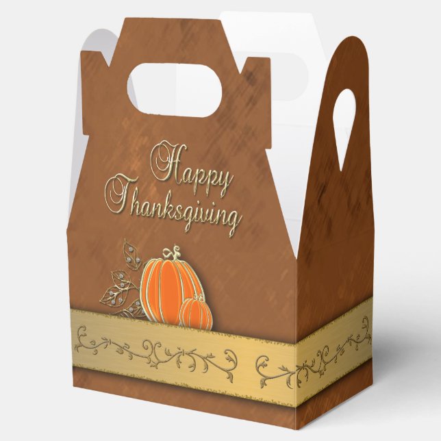 Wertvolle Gold Erntedank Pumpkin-Blätter Geschenkschachtel (Geöffnet)